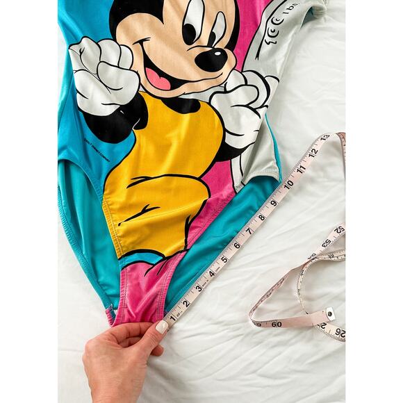 Vintage 90s Disney Mickey Mouse Blue Pink Exercise Jazzercise Leotard One Piece - Picture 13 of 15